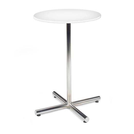 30″ Round Bar Table With Chrome Base - White